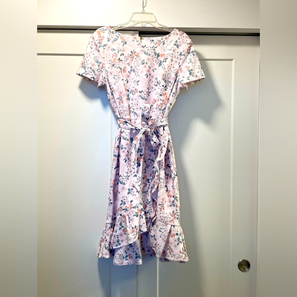 SOLD————NWOT Calvin Klein Floral Faux Wrap Dress